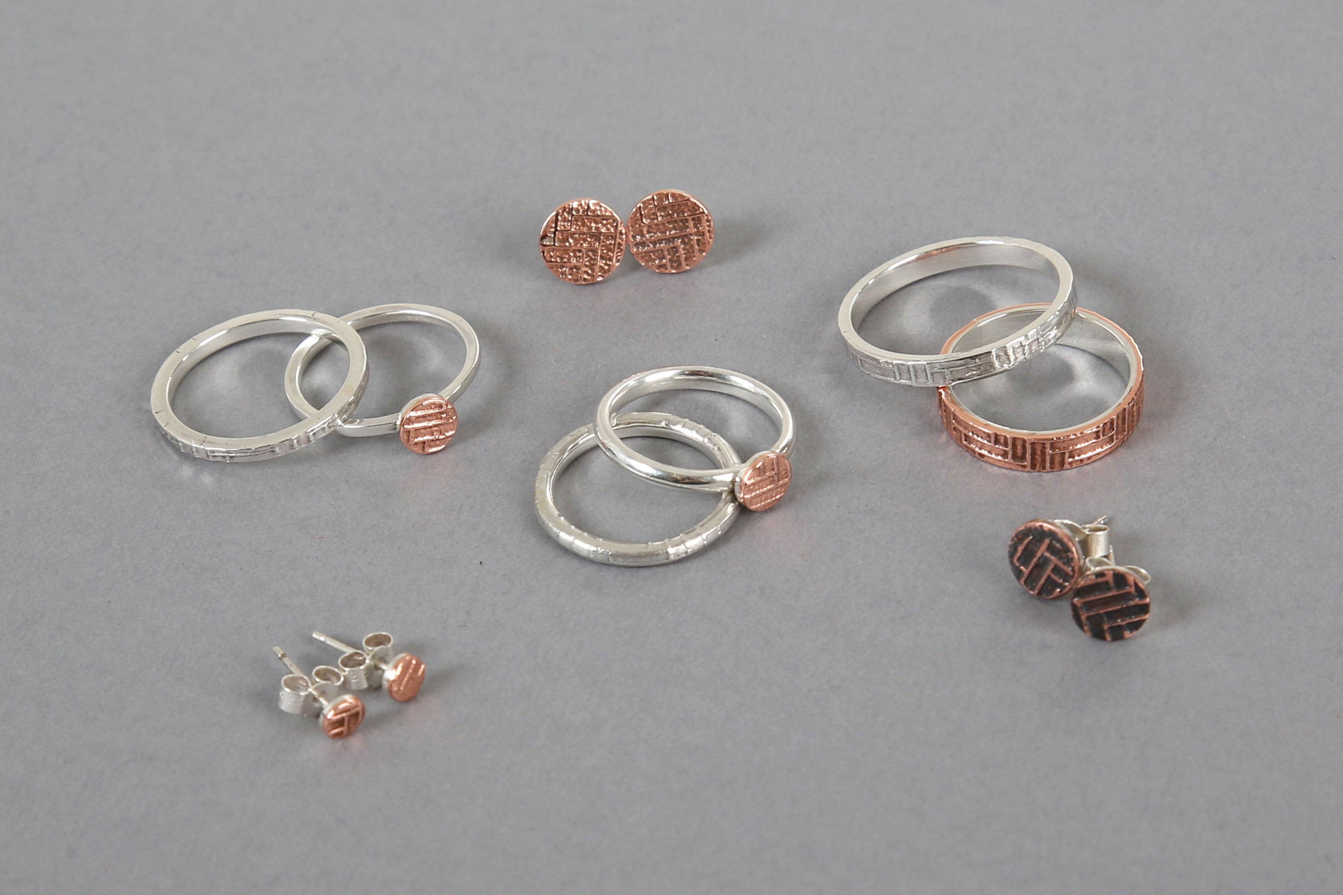 silver and copper jewellery rings earrings studs