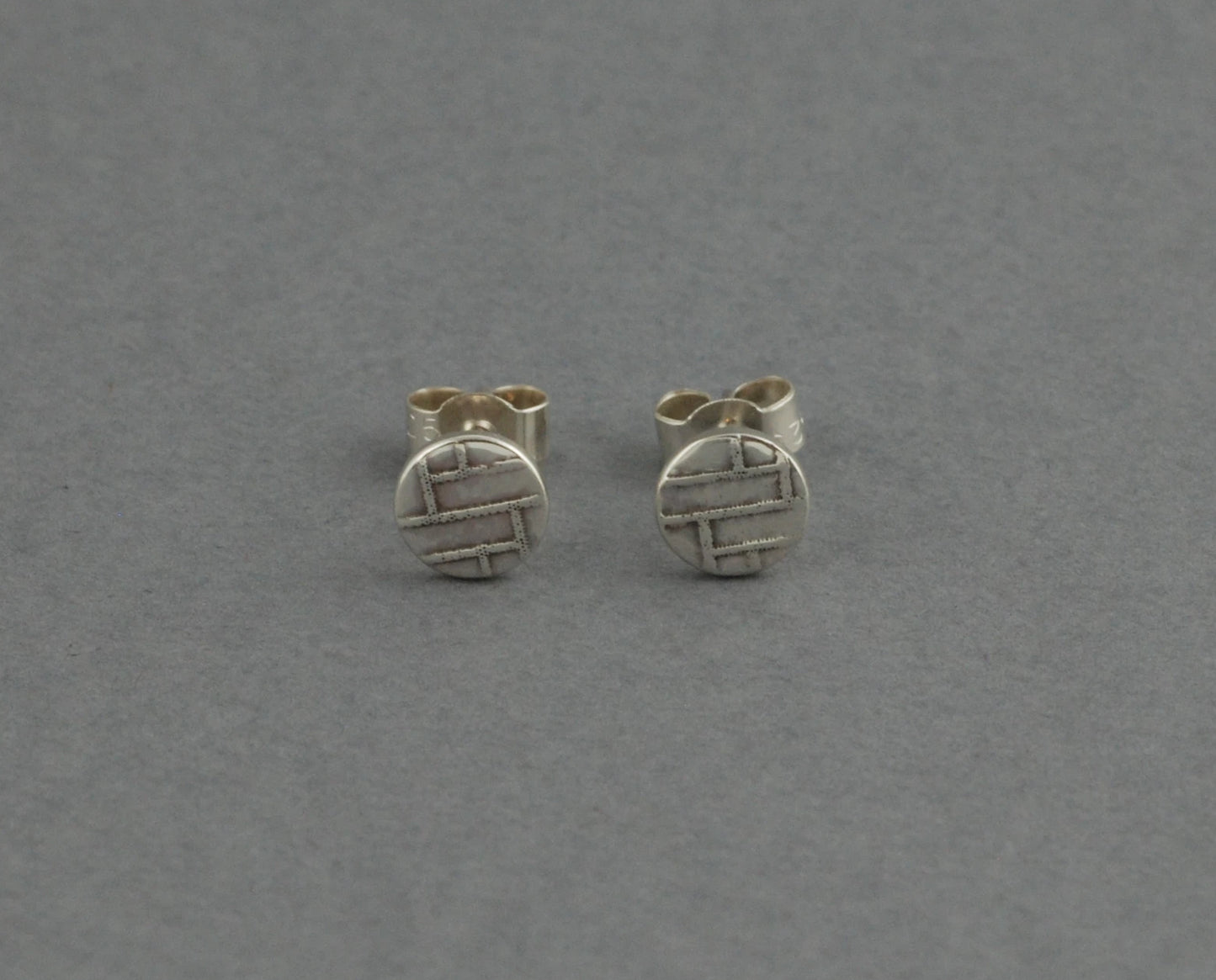 Sterling Silver Circle studs with Woven Textures
