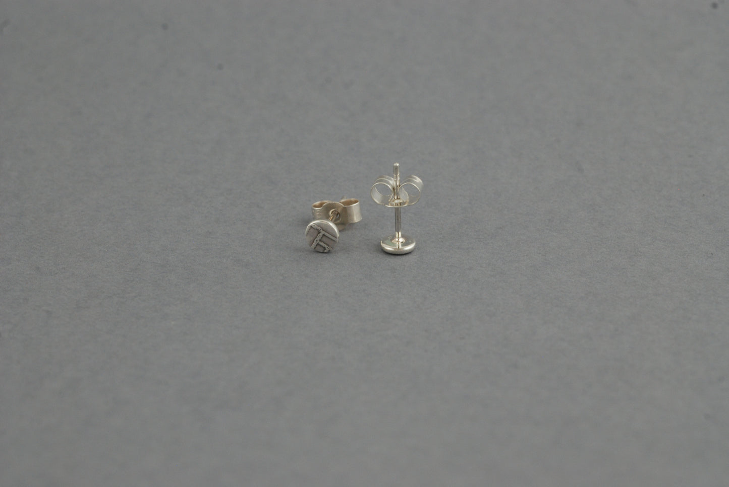 Tiny Sterling Silver Stud Earrings with Woven Texture