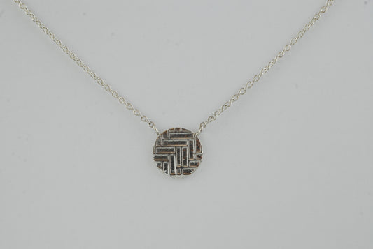 Statement Sterling Silver Circle Necklace with Woven Texture