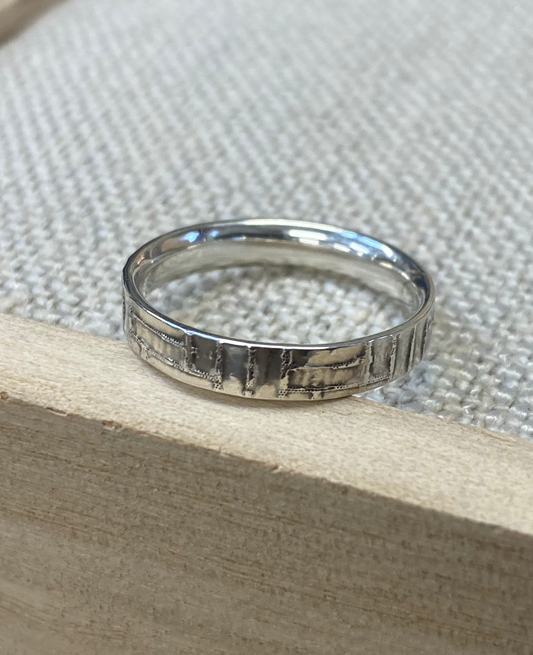 Sterling silver woven textured ring- cushioned band